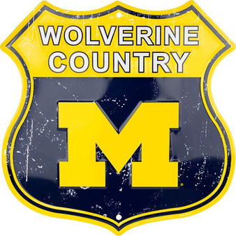 University of Michigan  - Wolverine Country Twelve inch 12 inch die cut route sign