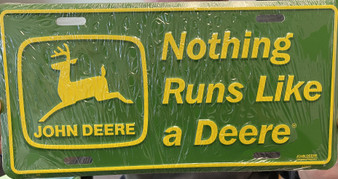 John Deere Nothing Runs Like A Deere 12" x 6" Embossed Metal License Plate Tag 
