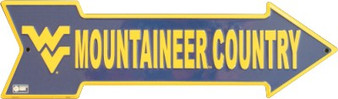 Hangtime West Virginia University - Mountaineers- MOUNTAINEER COUNTRY 6 x 20 inch Arrow Sign