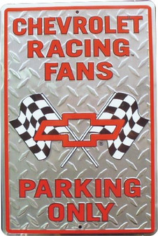 Hangtime Chevrolet Racing Fan Parking Only - Diamond Background 12x18 Parking Sign