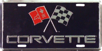Hangtime Corvette with Racing Flags 6x12 Licencs Plate