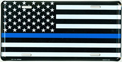 HangTime Thin Blue Line on US Flag 6x12 License Plate