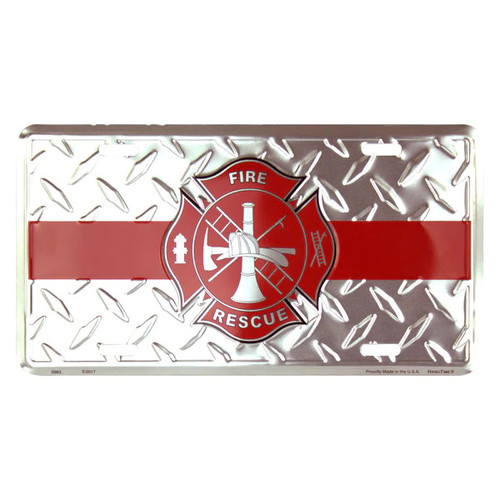 HangTime Firefighter Shield on Diamond 6x12 License Plate