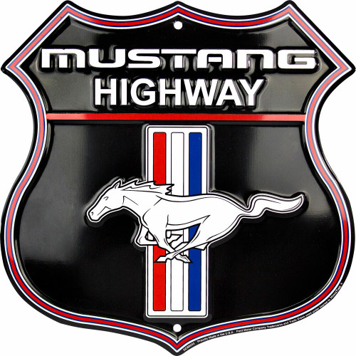 HangTime Ford Mustang Highway 12x12 inch die cut route sign