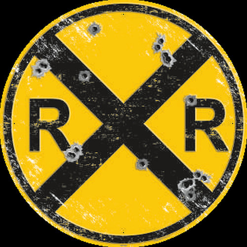 HangTime Railroad Crossing Sign with "Bullet Holes" 12 inch Circle Sign