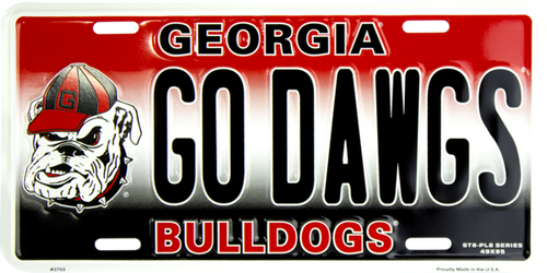 HangTime Georgia Bulldog  PL8 GO DAWGS license plate