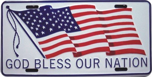 HangTime God Bless Our Nation - Flag 6x12 License Plate
