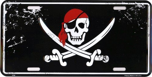 HangTime Pirate Head 6x12 inch novelty license plate