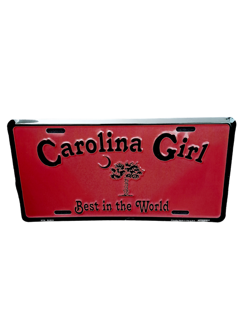 HangTime Palmetto Moon -Carolina Girl - Black on Garnet 6x12 Novelty License Plate
