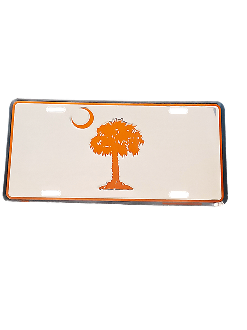 HangTime Palmetto Moon - Orange on Silver 6x12 Novelty License Plate