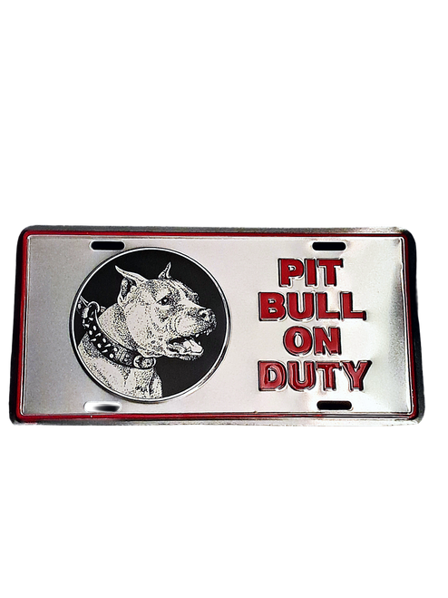 HangTime Pit Bull On Duty 6x12 inch novelty license plate