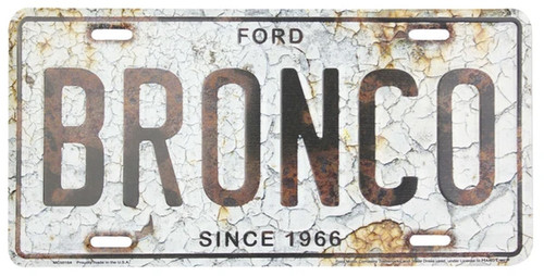 HangTime Ford Bronco Novelty Metal auto tag with Rust Background