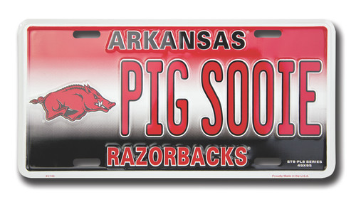 Arkansas PIG SOOIE 6 x 12 Embossed aluminum license
