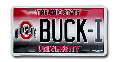 Ohio State BUCK-I 6 x 12 Embossed aluminum license plate
