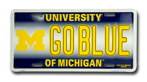 Michigan M GOBLUE 6 x 12 Embossed aluminum license