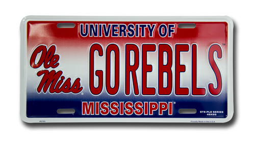 Ole Miss GO REBELS 6 x 12 Embossed aluminum license