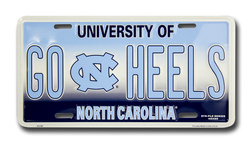 UNC GO HEELS 6 x 12 Embossed aluminum license