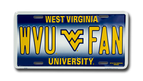 West Virginia WVU FAN 6 x 12 Embossed aluminum license