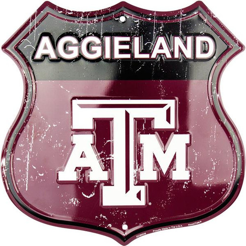 Texas A & M - Aggieland Twelve inch 12 inch die cut route sign