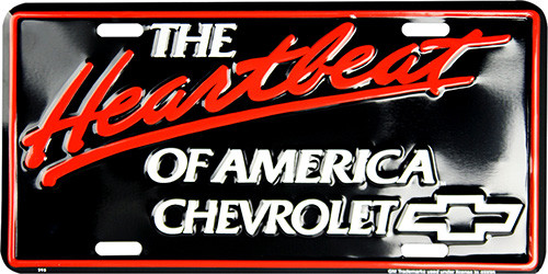 HangTime Chevy Heartbeat of America 6 x 12 Embossed aluminum license plate
