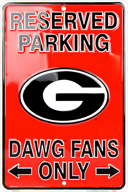 HangTime University of Georgia - Georgia Bulldog - Reserved Parking DAWGS Fans Only  8 x 12 Parking Sign