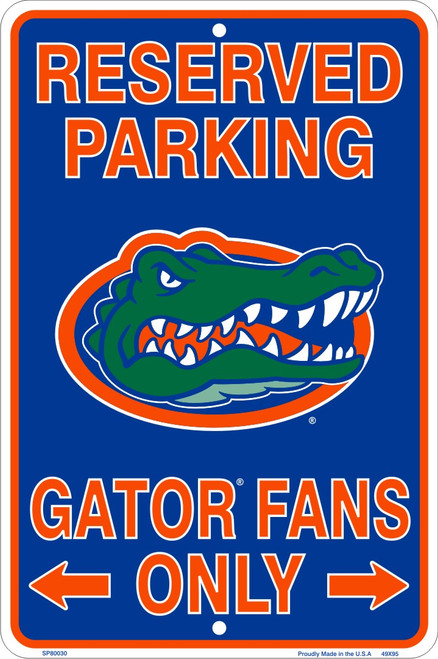 HangTime Florida Gators Fans Reserved Parking Sign Metal 8 x 12 embossed