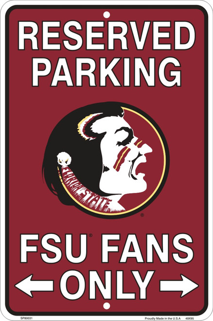 HangTime Florida State Seminoles 8 x 12 embossed metal parking sign