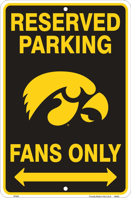 Hangtime Iowa Hawkeyes 8 x 12 Embossed Metal parking sign