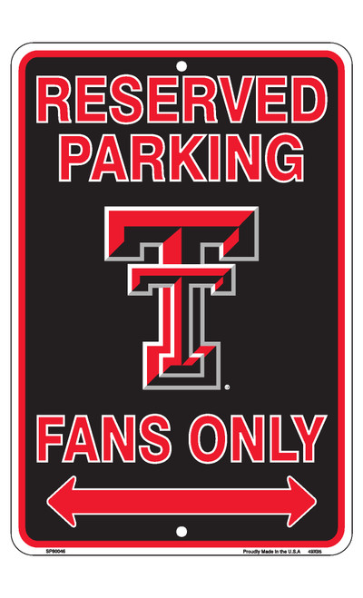 Hangtime Texas Tech 8 x 12 Embossed metal parking sign