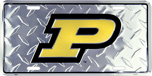 HangTime Purdue Boilermakers diamond embossed background license plate