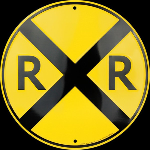 HangTime Railroad Crossing round sign 12 inches in diameter