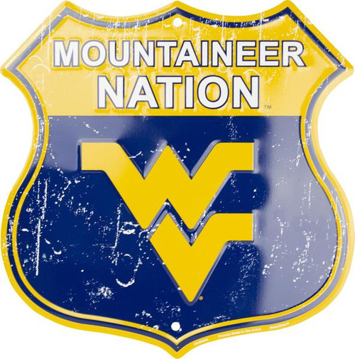 HangTime University of West Virginia - West Virginia Mountaineers - MOUNTAINEER NATION 12x12 Die Cut Route Sign