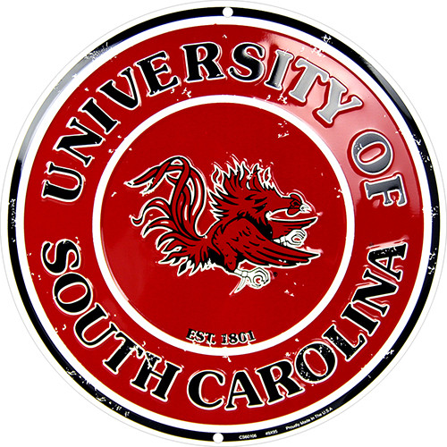South Carolina 12 Inch Embossed Metal Nostalgia Circular Sign