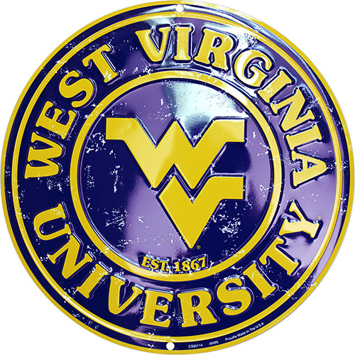 West Virginia 12 Inch Embossed Metal Nostalgia Circular Sign