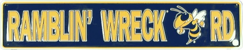 HangTime Georgia Tech - Yellow Jackets Street Sign - RAMBLIN' WRECK RD