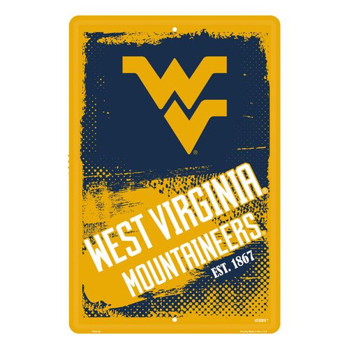 HangTime West Virginia University - West Virginia Mountaineers 12 x 18 Grunge Parking Sign