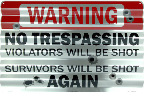 HangTime WARNING NO TRESPASSING 12 x 18 inch corrugated sign