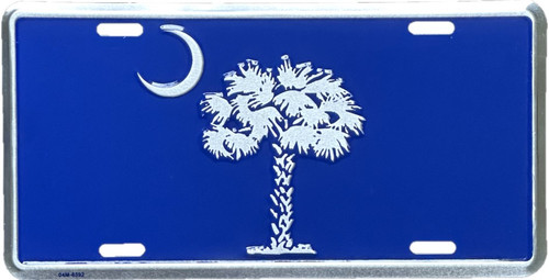 HangTime South Carolina - Palmetto Moon License Plate - Silver on Blue
