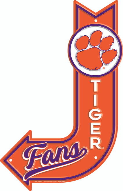 HangTime Clemson University - Clemson Tigers 17.5 x 11.5 J Arrow Sign