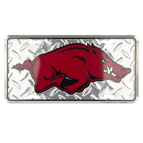 HangTime University of Arkansas - Arkansas Razorbacks 6x12 Diamond Background License Plate