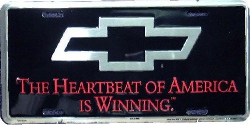 HangTime Chevy Bowtie THE HEARTBEAT OF AMERICA IS WINNING 6x12 License Plate