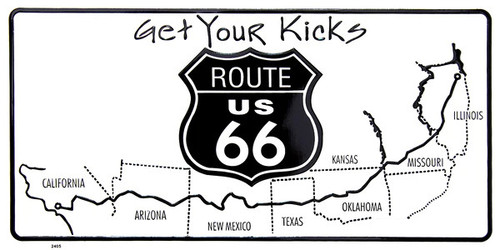 HangTime Route 66 Get Your Kicks 6x12 License Plate