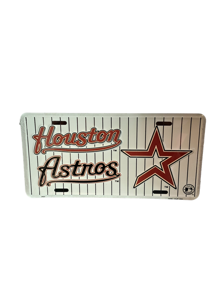 Hangtime MLB Houston Astros 6x12 Classic License Plate - Pin Stripe Background