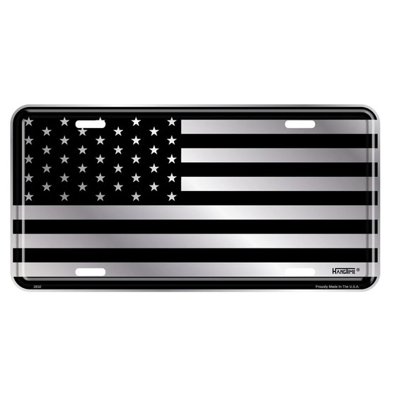 Hangtime American Flag Flat Black 6x12 License Plate