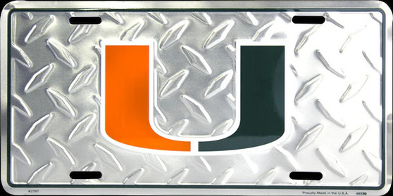 Hangtime University of Miami - Miami Hurricanes 6x12 Diamond Background LIcense Plate