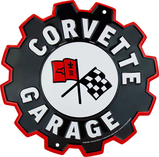 Hangtime Corvette Garage 12 inch Gear Sign
