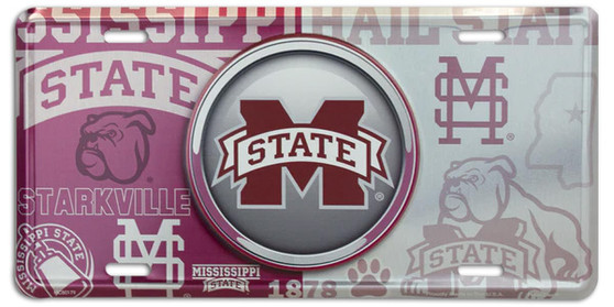 Hangtime Mississippi State University - Mississippi Bulldogs - Bullseye  Style License Plate
