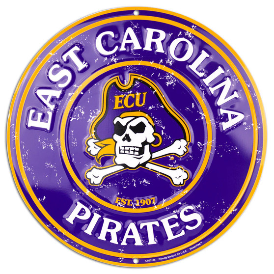 Hangtime East Carolina University - ECU Pirates - 12 inch circle sign