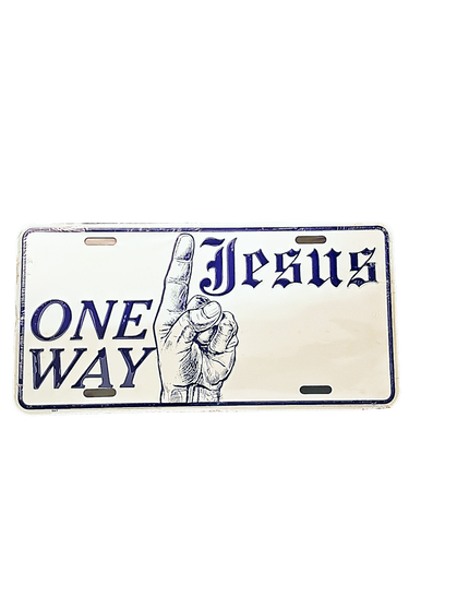 Hangtime Jesus One Way 6x12 inch Religious License Plate