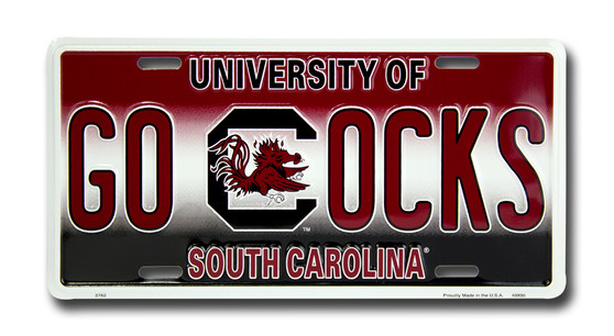 South Carolina GO COCKS 6 x 12 Embossed aluminum license plate